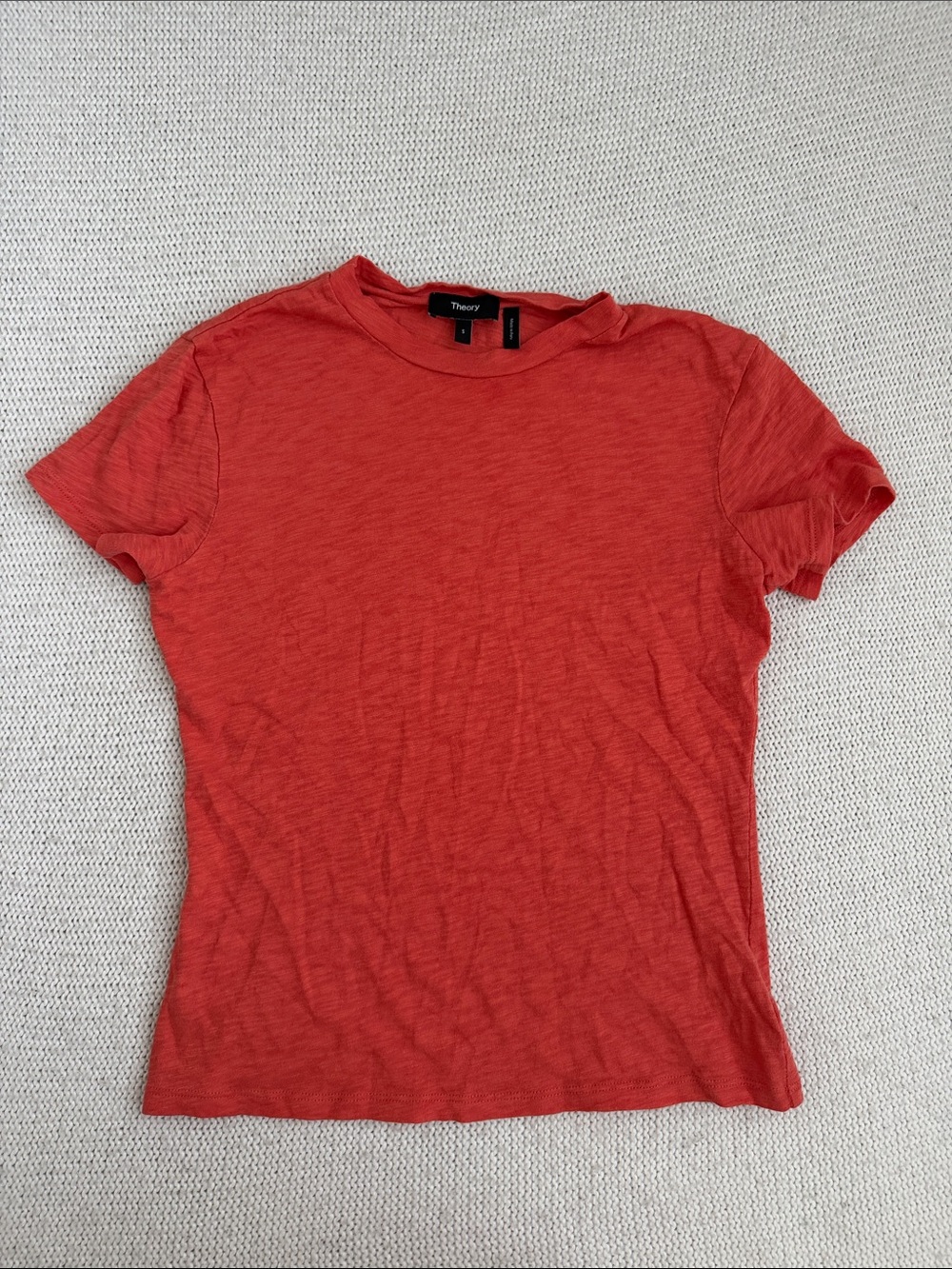 Theory 100% Cotton Short Sleeve Tee Orange Size Small